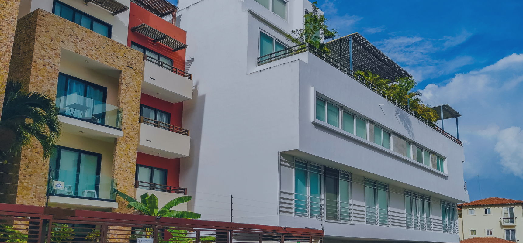 Several small apartment buildings.