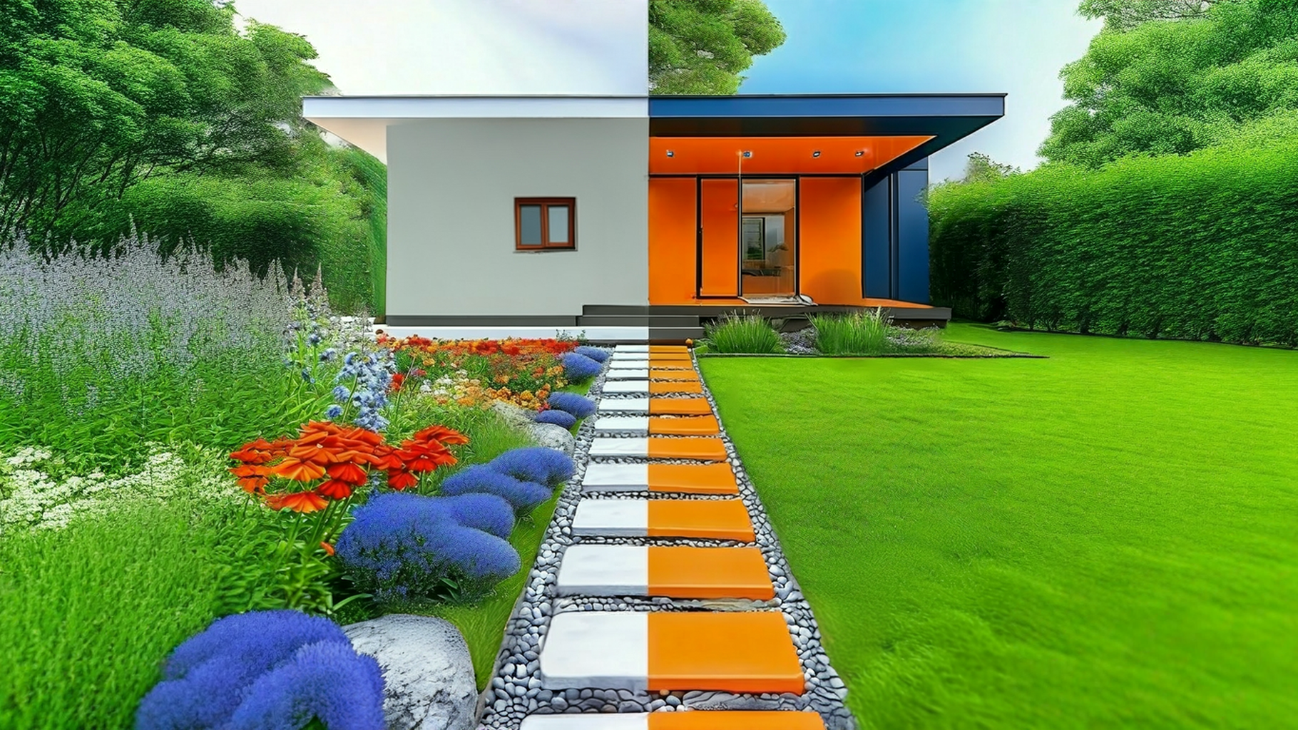 A rehab loan is represented by a before-and-after picture of a house. 